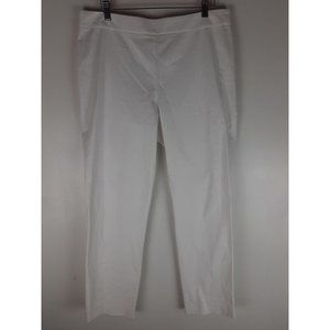 Natori Women's White Twill Ankle Pants Trouser Side Zip Cotton Unlined 10